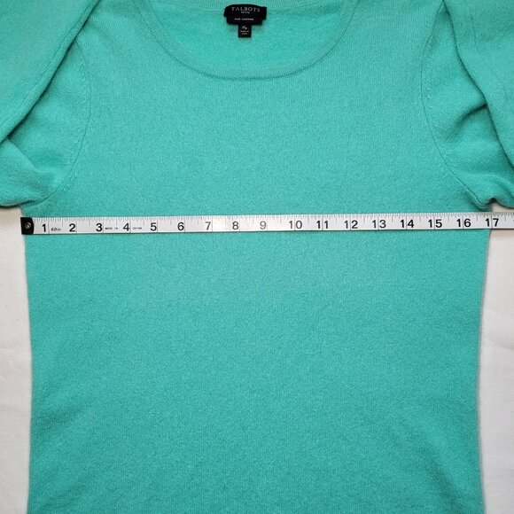 Talbots 100% Pure Cashmere Crewneck Sweater Teal Coastal Preppy Chic Petite M - Picture 5 of 9
